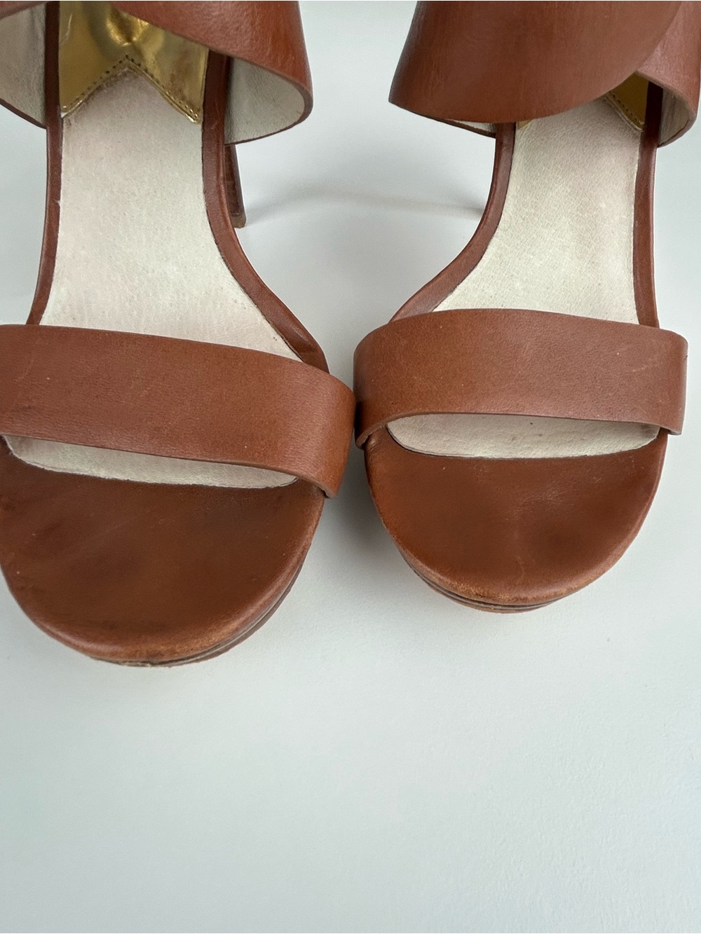 MICHAEL KORS BROWN NEUTRAL STRAP HIGH HEELS SIZE 8.5 - Picture 7 of 13